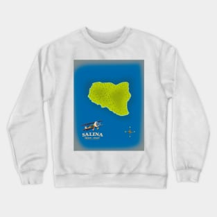 Salina, Sicily map travel poster Crewneck Sweatshirt